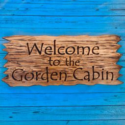 Personalized Cabin Sign Jagged Edges & Textured Background